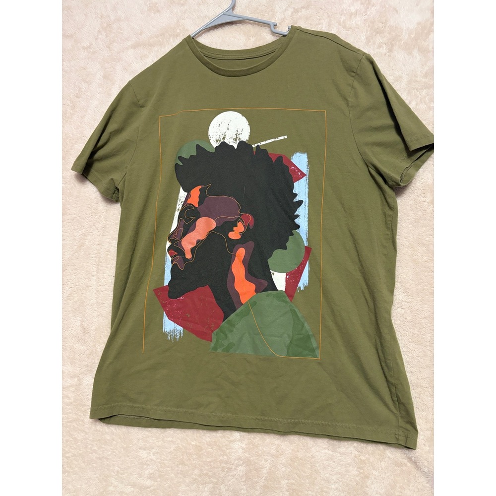 Target Black History Month Graphic T Shirt Men's Large Olive Green Art Portrait